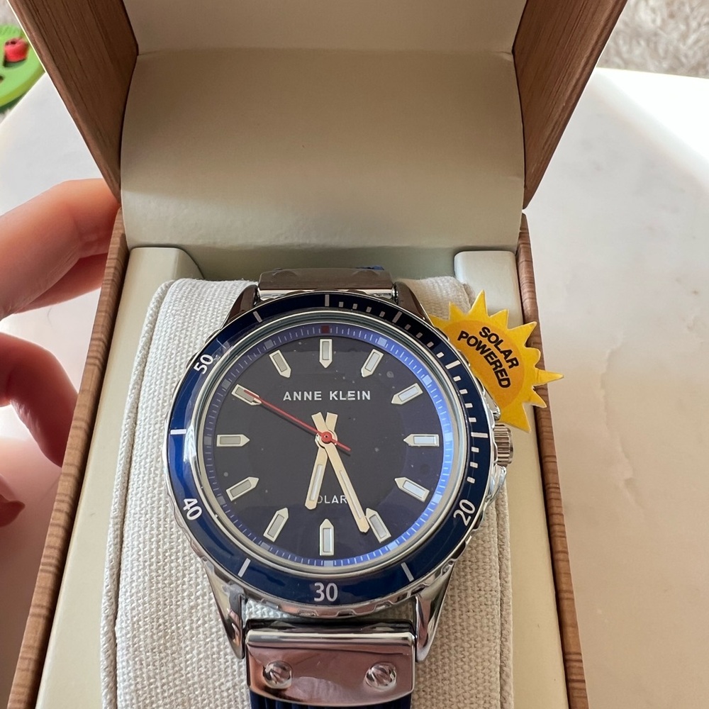NWT Anne Klein Women's Solar Powered Natural Rubber Strap Watch